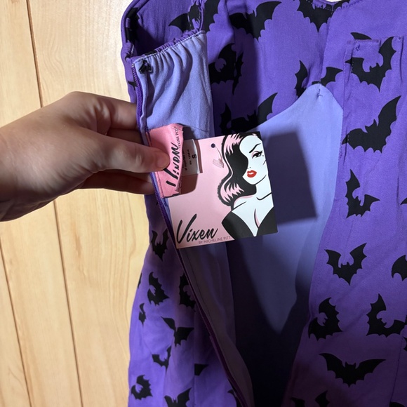 Vixen by Micheline Pitt - Purple Bats Maneater wiggle dress - NWT - Picture 6 of 6
